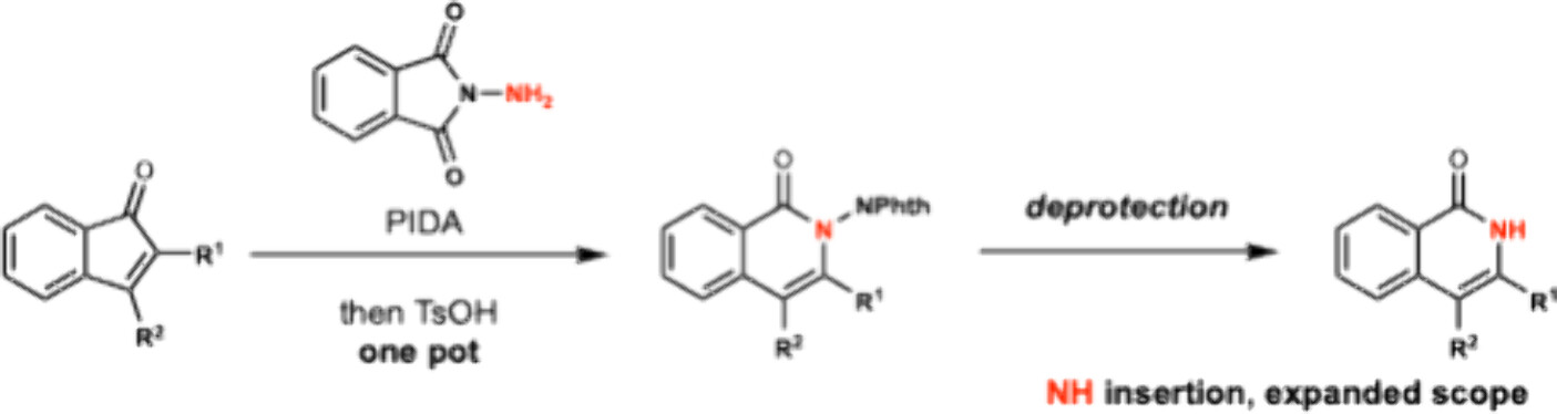 Aminophthalimide as a Protected Nitrogen Source for N-Insertion to Indenones